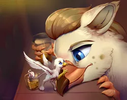 Size: 1234x970 | Tagged: safe, artist:viwrastupr, derpibooru import, oc, oc:bolton, oc:der, unofficial characters only, gryphon, alcohol, blushing, drink, drunk, duo, male, micro, shotglass