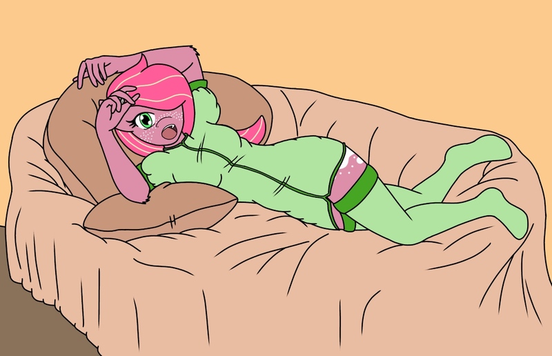 Size: 1200x774 | Tagged: anthro, anthro oc, artist:linedraweer, bed, clothes, commission, couch, deer, derpibooru import, female, lying, missing shoes, nurse, nurse outfit, oc, oc:sweet dream, pillow, safe, side, sitting, socks, solo, unofficial characters only