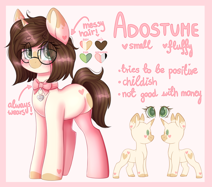 Size: 2931x2592 | Tagged: safe, artist:adostume, derpibooru import, oc, oc:adostume, unofficial characters only, pony, :p, adorable face, blank flank, blushing, clothes, collar, cute, glasses, heart, knee high socks, mlem, pet play, reference sheet, shading, silly, socks, thigh highs, tongue out