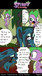 Size: 800x1440 | Tagged: artist:emositecc, artist:titanium-pony, changeling, comic, comic:spike to the rescue, derpibooru import, dialogue, dragon, flying, hand on waist, hands on waist, queen chrysalis, safe, season 8, speech bubble, spike, winged spike, yelling