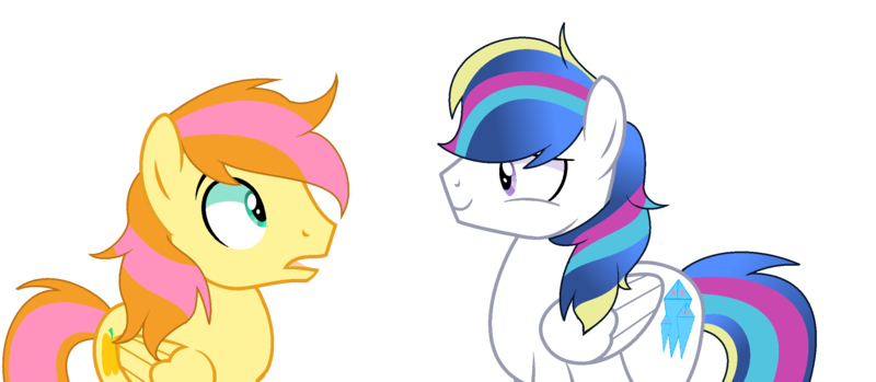 Size: 2440x1064 | Tagged: safe, artist:thesmall-artist, derpibooru import, oc, oc:crystal stone, oc:golden apple, unofficial characters only, pegasus, pony, implied gay, male, offspring, parent:braeburn, parent:fluttershy, parent:princess cadance, parent:shining armor, parents:braeshy, parents:shiningcadance, simple background, transparent background