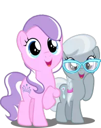 Size: 3946x5000 | Tagged: safe, artist:dashiesparkle, artist:parclytaxel, derpibooru import, edit, editor:slayerbvc, vector edit, diamond tiara, silver spoon, earth pony, pony, crusaders of the lost mark, .svg available, absurd resolution, accessory-less edit, adorabullies, cute, diamondbetes, female, filly, glasses, missing accessory, silverbetes, simple background, transparent background, vector