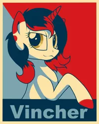 Size: 1600x2000 | Tagged: safe, artist:vincher, derpibooru import, oc, oc:vincher, unofficial characters only, pony, unicorn, female, hope poster, mare, obey, poster, shepard fairey, solo