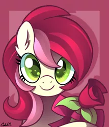 Size: 1800x2100 | Tagged: safe, artist:ciderpunk, derpibooru import, roseluck, earth pony, pony, abstract background, adorable face, cute, cuteluck, female, flower, looking at you, mare, rose, smiling, smiling at you, solo