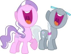 Size: 8731x6558 | Tagged: safe, artist:silentmatten, derpibooru import, edit, editor:slayerbvc, vector edit, diamond tiara, silver spoon, earth pony, pony, absurd resolution, female, filly, glasses, laughing, laughingmares.jpg, missing accessory, simple background, transparent background, vector
