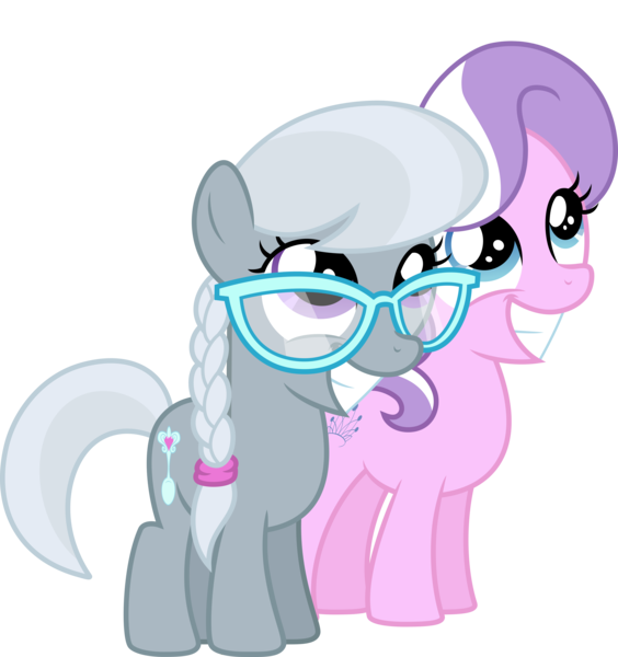 Size: 9000x9578 | Tagged: safe, artist:mactavish1996, derpibooru import, edit, editor:slayerbvc, vector edit, diamond tiara, silver spoon, earth pony, pony, twilight time, absurd resolution, accessory-less edit, adorabullies, cute, female, filly, glasses, grin, looking up, missing accessory, simple background, smiling, transparent background, vector