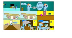 Size: 5503x2939 | Tagged: 1000 hours in ms paint, artist:closingrain, artist:mellowbomb, comic, comic:calamity fateful, derpibooru import, dialogue, oc, oc:closingrain, rainbow dash, safe