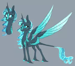 Size: 2500x2197 | Tagged: safe, artist:australian-senior, derpibooru import, oc, oc:salacia invictus, unofficial characters only, alicorn, kirin, kirindos, alternate universe, colored hooves, colored wings, goddess, gray background, image, leonine tail, parent:oc:arlon invictus, parent:princess celestia, parents:canon x oc, png, scales, simple background, solo, unshorn fetlocks