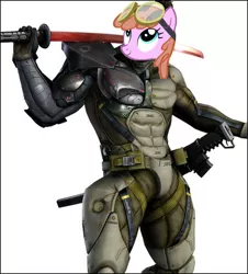 Size: 528x584 | Tagged: anthro, crossover, derpibooru import, edit, editor:mega-poneo, head swap, jetstream, jetstream sam, metal gear, metal gear rising, safe, solo, sword, weapon