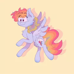 Size: 1279x1280 | Tagged: safe, artist:agent-sketch-pad, derpibooru import, rainbow dash, pegasus, pony, cheek fluff, chest fluff, cute, dashabetes, eyebrows, female, fluffy, flying, mare, raised hoof, simple background, solo, spread wings, wings