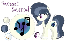 Size: 696x435 | Tagged: safe, artist:marielle5breda, derpibooru import, oc, oc:sweet sound, unofficial characters only, earth pony, pony, female, magical lesbian spawn, mare, offspring, parent:octavia melody, parent:vinyl scratch, parents:scratchtavia, reference sheet, simple background, solo, transparent background