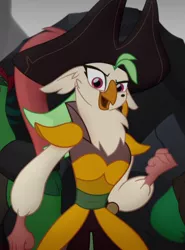 Size: 594x803 | Tagged: anthro, beauty mark, captain celaeno, cropped, derpibooru import, ear piercing, earring, female, hat, jewelry, looking at you, my little pony: the movie, parrot pirates, piercing, pirate, pirate hat, safe, screencap, solo