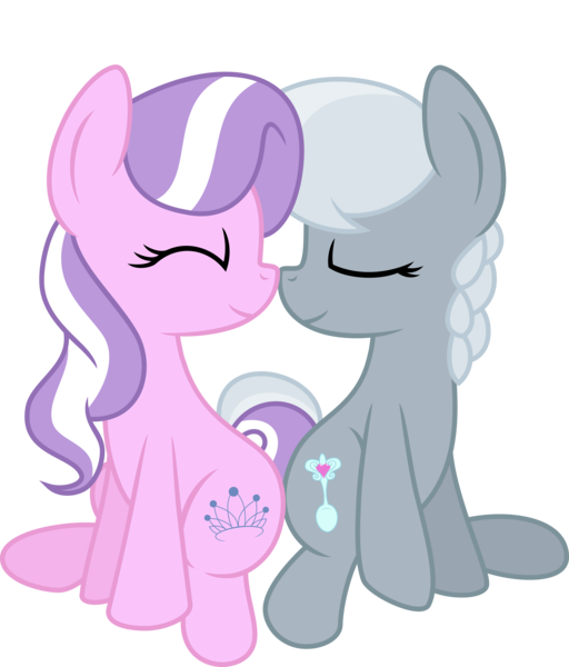 Size: 6000x7030 | Tagged: safe, artist:mactavish1996, artist:mcsadat, derpibooru import, edit, editor:slayerbvc, vector edit, diamond tiara, silver spoon, earth pony, pony, .svg available, absurd resolution, accessory-less edit, boop, female, filly, lesbian, missing accessory, mutual booping, noseboop, nuzzling, shipping, silvertiara, simple background, transparent background, vector