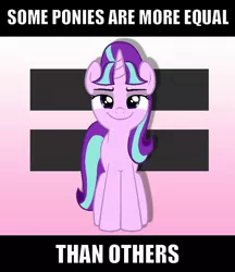 Size: 500x580 | Tagged: safe, derpibooru import, starlight glimmer, unicorn, the cutie map, animal farm, communism, dictator, equal cutie mark, funny, meme, smug, stalin glimmer, tyrant, tyrant glimmer