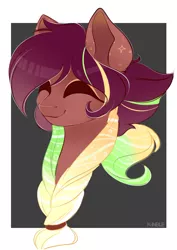 Size: 850x1200 | Tagged: safe, artist:k-indle, derpibooru import, oc, pony, bust, eyes closed, female, mare, portrait, solo