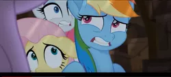 Size: 843x382 | Tagged: alicorn, boxes, crowded, derpibooru import, female, fluttershy, frown, my little pony: the movie, rainbow dash, rarity, safe, scared, screencap, twilight sparkle, twilight sparkle (alicorn), wince