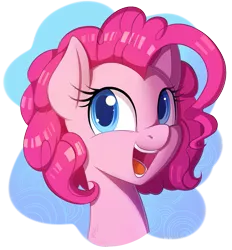 Size: 1373x1479 | Tagged: safe, artist:divlight, derpibooru import, pinkie pie, earth pony, pony, alternate hairstyle, bust, colored pupils, cute, diapinkes, female, happy, looking back, mare, open mouth, portrait, simple background, smiling, solo, transparent background