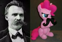 Size: 427x294 | Tagged: derpibooru import, doll, facial hair, friedrich nietzsche, funny, meme, moustache, philosophy, pinkie pie, safe, toy