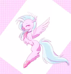 Size: 1400x1458 | Tagged: artist:kkmrarar, classical hippogriff, derpibooru import, eyes closed, female, flying, hippogriff, jewelry, necklace, safe, school daze, season 8, silverstream, solo