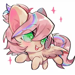 Size: 1280x1280 | Tagged: safe, artist:kura, derpibooru import, oc, oc:sweet skies, unofficial characters only, pegasus, pony, chibi, smiling, solo, sparkles, starry eyes, wingding eyes