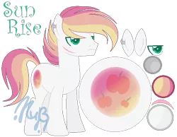 Size: 548x426 | Tagged: safe, artist:marielle5breda, derpibooru import, oc, oc:sun rise, unofficial characters only, earth pony, pony, magical lesbian spawn, male, offspring, parent:applejack, parent:rainbow dash, parents:appledash, simple background, solo, stallion, transparent background