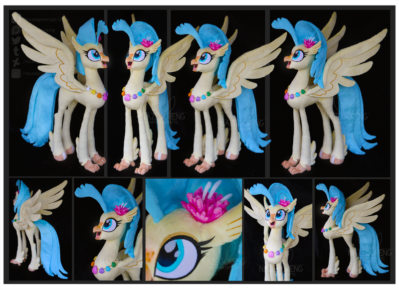 Size: 3603x2620 | Tagged: artist:nazegoreng, classical hippogriff, derpibooru import, happy, high res, hippogriff, irl, my little pony: the movie, photo, plushie, princess skystar, safe, seashell necklace, solo, spread wings, wings