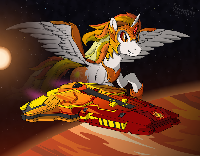 Size: 1920x1500 | Tagged: alicorn, artist:diggerstrike, crossover, daybreaker, derpibooru import, elite dangerous, federal corvette, planet, safe, space, spaceship, stars