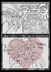 Size: 3507x4960 | Tagged: apology, artist:calena, comic strip, commission, derpibooru import, dialogue, friendship, grin, holiday, hug, octavia melody, perspective, safe, serious, serious face, signature, smiling, sorry, talking, valentine's day, vinyl scratch, your character here