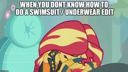 Size: 888x499 | Tagged: safe, derpibooru import, edit, edited screencap, screencap, sunset shimmer, driving miss shimmer, equestria girls, equestria girls series, depressed, driving miss shimmer: fluttershy, image macro, meme, sad, solo