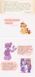 Size: 1280x2842 | Tagged: safe, artist:overlordneon, derpibooru import, sci-twi, sunset shimmer, twilight sparkle, alicorn, human, equestria girls, alicornified, alternate costumes, answer, blushing, clothes, crystal prep academy uniform, female, human sunset, imminent kissing, lesbian, letter, question, race swap, school uniform, shimmercorn, shipping, sunsetsparkle