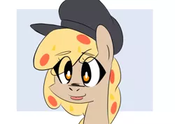 Size: 4961x3508 | Tagged: safe, artist:provolonepone, derpibooru import, oc, oc:peetzer, unofficial characters only, food pony, original species, pizza pony, pony, :p, face of mercy, female, food, hat, heresy of the finest order, looking at you, mare, mlem, pineapple, pizza, silly, solo, tongue out