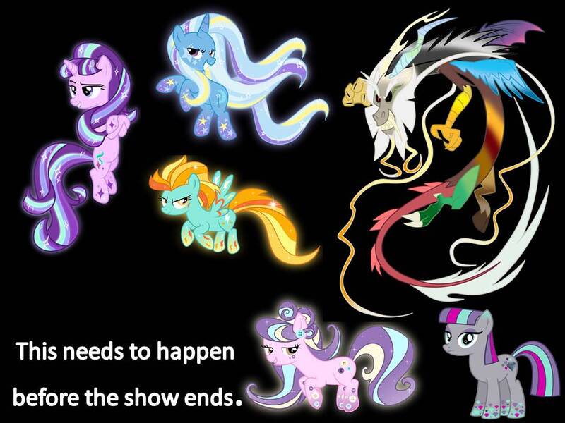 Size: 960x720 | Tagged: alternate mane six, artist:katequantum, artist:that-one-leo, artist:xebck, black background, derpibooru import, discord, lightning dust, maud pie, rainbow power, rainbow power-ified, safe, simple background, starlight glimmer, suri polomare, trixie, vector, wrong cutie mark