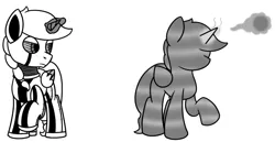 Size: 900x500 | Tagged: adept, alicorn, alicorn oc, artist:spritepony, crossover, derpibooru import, glowing horn, grayscale, magic, monochrome, oc, oc:sprite, partially colored, protoss, psionics, psionic shade, raised hoof, robot, safe, simple background, solo, starcraft 2, telekinesis, unofficial characters only, white background