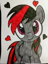 Size: 3456x4608 | Tagged: safe, artist:penguin_lover89, derpibooru import, rainbow dash, harley quinn, heart, sharpie, solo, traditional art