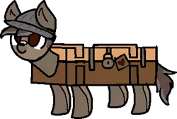 Size: 376x253 | Tagged: safe, artist:nootaz, derpibooru import, oc, oc:metal lock, ponified, object pony, original species, pony, bandaid, battlefield, battlefield 1, cute, hat, heart, looking up, loot box, simple background, smiling, solo, transparent background, wat