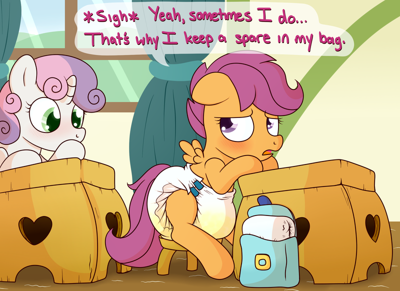 Size: 2200x1600 | Tagged: accident, artist:fillyscoots42, blushing, crinkleloo, cute, cutealoo, derpibooru import, diaper, diaper fetish, diaperloo, embarrassed, fetish, incontinence, poofy diaper, questionable, scootaloo, sweetie belle, urine, wet diaper