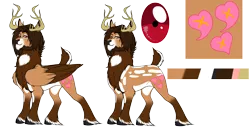 Size: 2720x1398 | Tagged: safe, artist:theecchiqueen, deleted from derpibooru, derpibooru import, oc, oc:ecchi hearts, unofficial characters only, deer, deer pony, hybrid, original species, pegasus, peryton, pony, antlers, chest fluff, eye, male, ponysona, reference sheet, simple background, smiling, stallion, transparent background