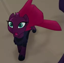 Size: 597x591 | Tagged: armor, beautiful, broken horn, cropped, derpibooru import, eye scar, female, flowing mane, loyalty, mare, my little pony: the movie, safe, scar, screencap, solo, tempest shadow, wide eyes, windswept mane