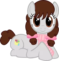 Size: 2180x2256 | Tagged: safe, artist:breadking, derpibooru import, oc, oc:sweet paint, earth pony, pony, clothes, female, high res, mare, prone, scarf, simple background, solo, transparent background, vector