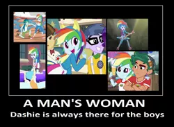 Size: 2313x1689 | Tagged: safe, derpibooru import, screencap, bright idea, captain planet, crimson napalm, microchips, princess celestia, princess luna, rainbow dash, rarity, thunderbass, timber spruce, valhallen, wiz kid, equestria girls, equestria girls (movie), friendship games, friendship through the ages, legend of everfree, helping twilight win the crown, motivational poster, offscreen character, principal celestia, vice principal luna