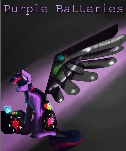 Size: 802x956 | Tagged: artist needed, source needed, safe, derpibooru import, twilight sparkle, twilight sparkle (alicorn), alicorn, pony, fanfic, abstract background, amputee, augmented, computer, fanfic art, fanfic cover, prosthetic limb, prosthetic wing, prosthetics