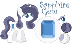 Size: 668x413 | Tagged: safe, artist:marielle5breda, derpibooru import, oc, oc:sapphire gem, unofficial characters only, pony, unicorn, female, mare, offspring, parent:fancypants, parent:rarity, parents:raripants, reference sheet, simple background, solo, transparent background