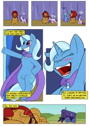Size: 954x1350 | Tagged: artist:teabucket, belly, bipedal, blushing, comic, comic:a great and powerful desire, derpibooru import, fetish, magic, manticore, manticore mouth dive, smiling, stage, starlight glimmer, suggestive, swallowing, teleportation, trixie, vore