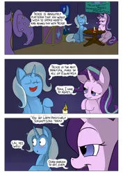Size: 954x1350 | Tagged: safe, artist:teabucket, deleted from derpibooru, derpibooru import, starlight glimmer, trixie, comic:a great and powerful desire, bedroom eyes, comic, date, female, hearts and hooves day, kitchen eyes, lesbian, shipping, startrix