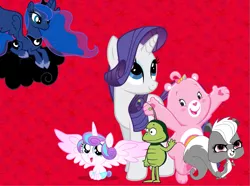 Size: 1033x767 | Tagged: ben the dungbeetle, cheer bear, derpibooru import, diaper, littlest pet shop, pepper clark, princess flurry heart, princess luna, rarity, safe, skunk, tabitha st. germain, voice actor joke