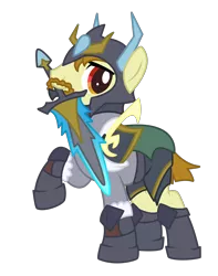 Size: 3220x4094 | Tagged: safe, artist:1ittlebird, derpibooru import, oc, oc:oroeseb, earth pony, pony, armor, high res, male, mouth hold, simple background, solo, stallion, sword, transparent background, vector, weapon