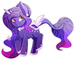 Size: 1600x1275 | Tagged: safe, artist:paintcoloryt, derpibooru import, oc, unofficial characters only, pony, commission, crystal, female, looking at you, mare, purple mane, simple background, smiling, solo, transparent background, yellow eyes