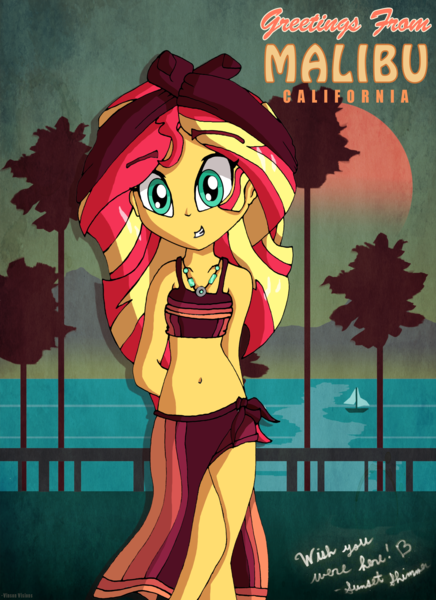 Size: 2544x3504 | Tagged: safe, artist:theclassicthinker, derpibooru import, sunset shimmer, equestria girls, belly button, bikini, clothes, swimsuit