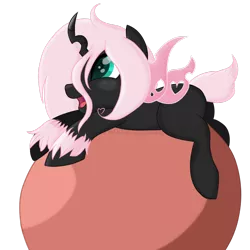 Size: 1280x1280 | Tagged: artist:ipandacakes, ball, derpibooru import, hybrid, interspecies offspring, magical lesbian spawn, oc, oc:pomf, offspring, parent:oc:fluffle puff, parent:queen chrysalis, parents:canon x oc, parents:chrysipuff, safe, simple background, solo, transparent background