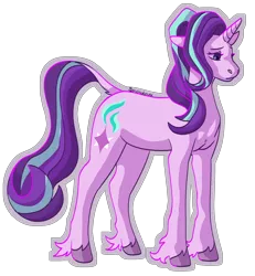 Size: 3088x3336 | Tagged: safe, artist:snowylynxx, derpibooru import, starlight glimmer, classical unicorn, pony, unicorn, cloven hooves, leonine tail, sad, simple background, solo, transparent background, unshorn fetlocks